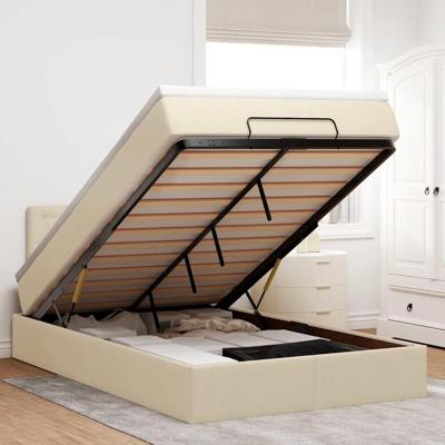 Ottoman bed met matras en LED's 120x200cm stof crèmekleurig