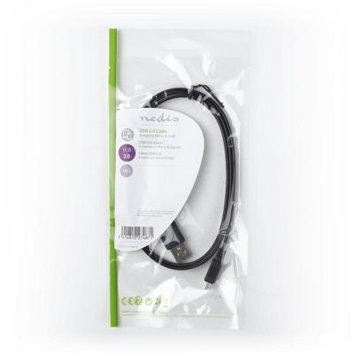 Platte USB 2.0-Kabel | A Male - Micro-B Male | 1,0 m | Zwart