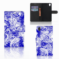 Telefoonhoesje met Naam Sony Xperia L1 Angel Skull Blauw - thumbnail