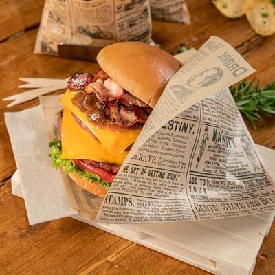Hamburger zakje 17 x 18 cm vetvrij krant papier BIO (1000 stuks)