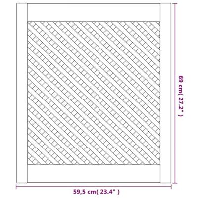 Kastdeuren met latwerk 2 st 59,5x69 cm massief grenenhout
