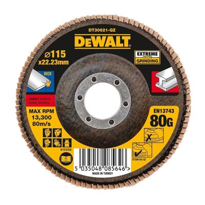 DeWALT DT30621 Lamellenschijf EXTREME 115mm K80 DeWALT DT30621 Lamellenschijf EXTREME 115mm K80