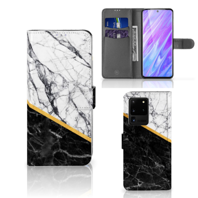Samsung Galaxy S20 Ultra | Bookcase | Marmer Wit Zwart - Origineel Cadeau Man
