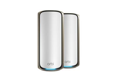 NETGEAR Netwerksysteem Mesh WiFi 7 Quad-Band Orbi 970 (RBE972S), router met 1 satellietextender, bereik tot 440 m², 200 apparaten, 10 gig-internetpoort, BE27000 802.11be (tot 27 Gbps)