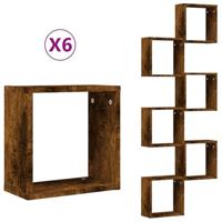Wandrekken kubus 6 st 30x15x30 cm gerookt eiken - thumbnail