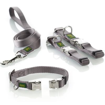 Hunter Vario Basic Alu-Strong Grijs Nylon, Kunststof Extra groot Hond Standaard halsband
