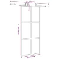 Schuifdeur met beslagset 90x205 cm gehard glas zwart - thumbnail