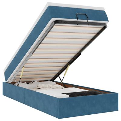 Ottoman bed met matras 90x200cm fluweel donkerblauw