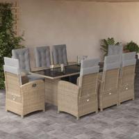 9-delige Tuinset met kussens poly rattan beige - thumbnail