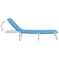 Ligbed inklapbaar staal en stof turquoiseblauw - thumbnail