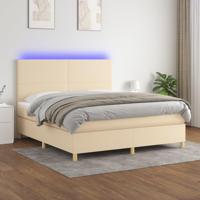 Boxspring met matras en LED stof crèmekleurig 180x200 cm - thumbnail