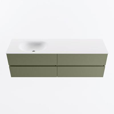 MONDIAZ VICA 160cm badmeubel onderkast Army 4 lades. Wastafel MOON links zonder kraangat, kleur Talc.