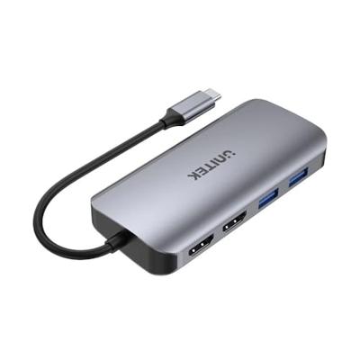 UNITEK ACTIEVE HUB USB-C 2X HDMI 4K, RJ45, PD 100W