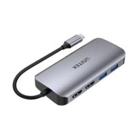 UNITEK ACTIEVE HUB USB-C 2X HDMI 4K, RJ45, PD 100W - thumbnail