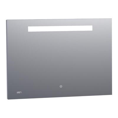 Brauer Quartz Spiegel - Rechthoekig - 100 cm - met Directe LED-Verlichting - Dimbaar - met Touchbediening - met Klok