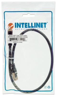 Intellinet 735209 RJ45 Netwerkkabel, patchkabel CAT 6 S/FTP 0.50 m Zwart Vergulde steekcontacten 1 stuk(s)