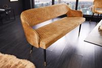 Design bank PARIS 160cm mosterdgeel fluwelen retro rugleuning - 43681 - thumbnail