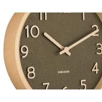 Karlsson - Wall clock Pure wood grain small moss green - thumbnail
