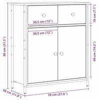 Dressoir met lade Zwart Eiken 70 x 30 x 80 cm Bewerkt hout - thumbnail