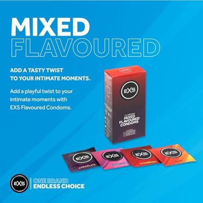 EXS Mixed Flavoured - Condooms In De Smaken Cola, Bubblegum, Aardbei En Chocolade 48 stuks