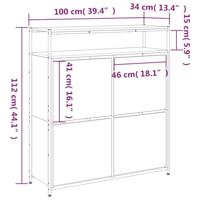 Schoenenkast met 4 klaplades 100x34x112 cm sonoma eikenkleurig - thumbnail