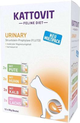 KATTOVIT - Urinary Multipack natvoer voor katten | Natvoer voor katten als volledig voer in verse zak. Dieetvoer voor volwassen katten met urinewegaandoeningen | 12 x 85g