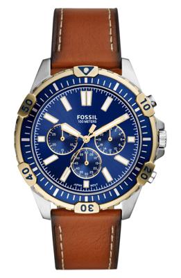 Fossil heren Garrett chronograaf bagage lederen horloge FS5625