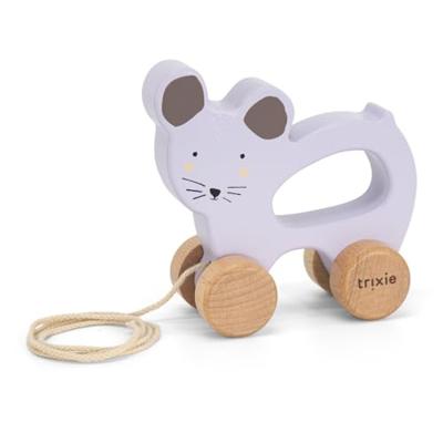 Trixie houten trekfiguur - mrs. mouse Trixie houten trekfiguur - mrs. mouse
