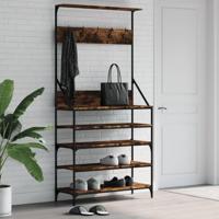 VidaXL Kledingrek met schoenenrek 90x34x184 cm gerookt eikenkleurig - thumbnail