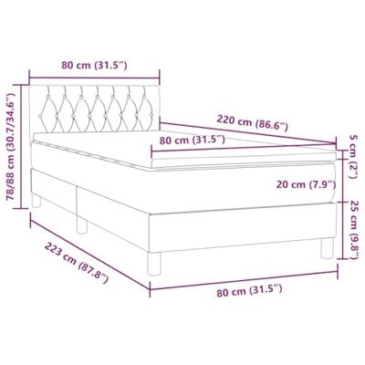 Boxspring met matras fluweel donkergrijs 80x220 cm