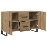 Dressoir 100x36x60 cm bewerkt hout artisanaal eikenkleurig - thumbnail