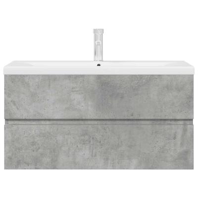 2-delige Badkamermeubelset bewerkt hout betongrijs 2-delige Badkamermeubelset bewerkt hout betongrijs