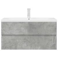 2-delige Badkamermeubelset bewerkt hout betongrijs - thumbnail