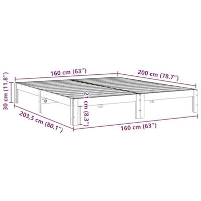 Bedframe zonder matras massief grenenhout wasbruin 160x200 cm