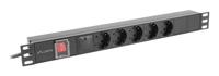 Lanberg PDU-05F-0200-BK energiedistributie 5 AC-uitgang(en) 1U Zwart - thumbnail