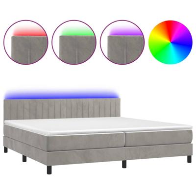 Boxspring met matras en LED fluweel lichtgrijs 200x200 cm