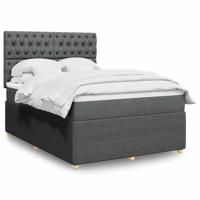 Boxspring met matras stof donkergrijs 140x200 cm - thumbnail