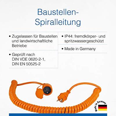 AS Schwabe 70415 Stroom Verlengkabel 16 A Oranje, Zwart 5.00 m H07BQ-F 3G 2,5 mm² Spiraalkabel