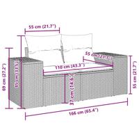 7-delige Loungeset met kussens poly rattan zwart - thumbnail