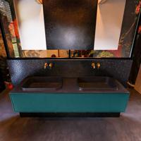 Badkamermeubelset Mondiaz Erin 150 cm met 1 Lade met RIDGE Wastafel Dubbel Urban Zonder Kraangaten Greeploos Mat Smag - thumbnail