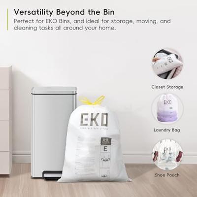 Eko vuilniszakken met trekbandsluiting, 25-35 liter, wit, 1 rol, 12 zakken - thumbnail