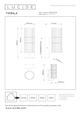 Lucide TIMBALA - Wandspot / Wandlamp Binnen/Buiten - 2xGU10 - IP44 - Beweging & dag/nacht sensor - Zwart - Essential