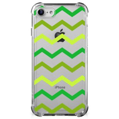 iPhone SE 2022/2020 | iPhone 8/7 Doorzichtige Silicone Hoesje Zigzag Groen iPhone SE 2022/2020 | iPhone 8/7 Doorzichtige Silicone Hoesje Zigzag Groen