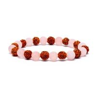 Edeksteen Armband Rudraksha/Rozenkwarts - elastisch - thumbnail