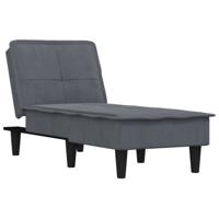 Chaise longue fluweel donkergrijs - thumbnail