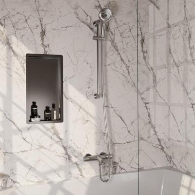 Brauer Brushed Carving Opbouw Baddouche Thermostaatkraan - 3 stand - Doucheslang - Glijstang - Handdouche - Rvs Geborsteld Pvd