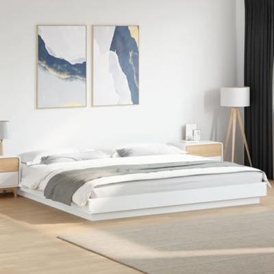 Bedframe met LED-verlichting bewerkt hout wit 200x200 cm