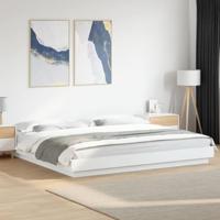 Bedframe met LED-verlichting bewerkt hout wit 200x200 cm - thumbnail
