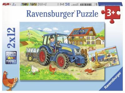 Ravensburger puzzelset Bouwplaats en boerderij - 2 x 12 stukjes