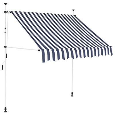 VidaXL Luifel handmatig uittrekbaar 200 cm blauw en witte strepen